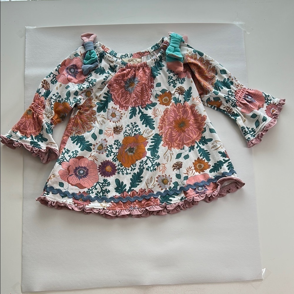 Matilda Jane Wonderment Little Florist Tunic Floral Top with Ruffle Details Size